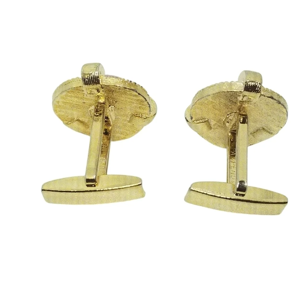 VINTAGE MADE IN USA GOLDPLATED & GLASS MOONSTONE MEN'S CUFFLINKS